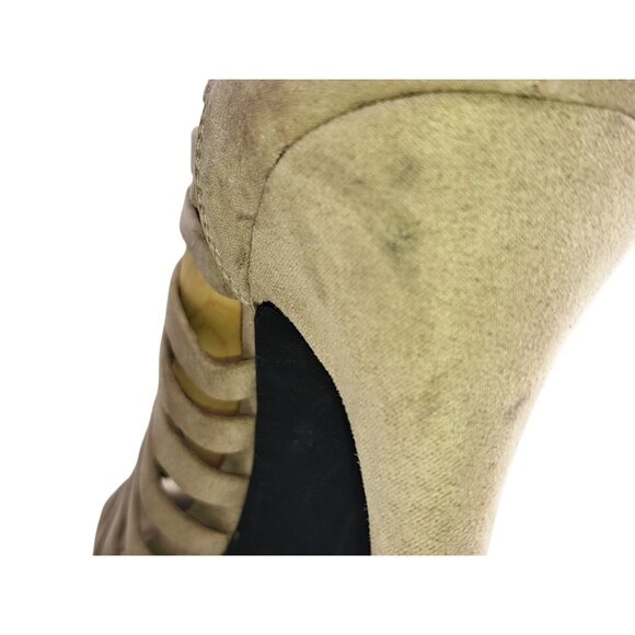 Fergalicious By Fergie Taupe Woven Strappy Stiletto Heels Womens 7.5 Wedding - Picture 7 of 8